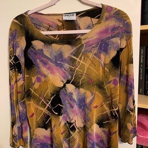 Unique Vintage Purple and Gold Abstract Blouse